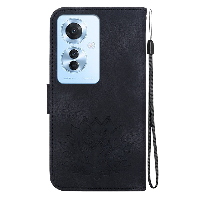 For OPPO Reno11 F / F25 Pro 5G Global Lotus Embossed Leather Phone Case