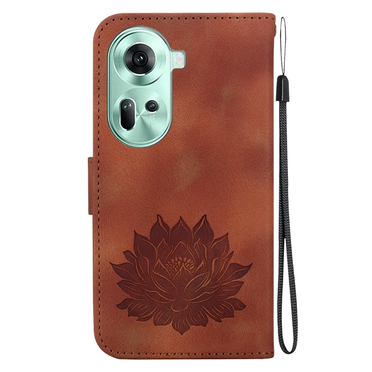 For OPPO Reno11 5G Global Lotus Embossed Leather Phone Case