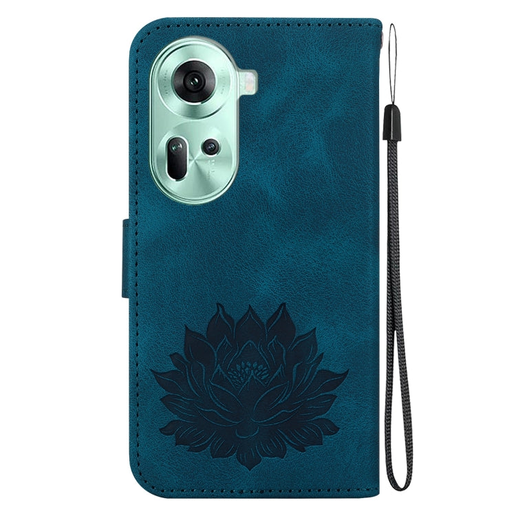 For OPPO Reno11 5G Global Lotus Embossed Leather Phone Case
