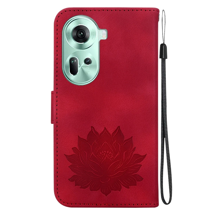 For OPPO Reno11 5G Global Lotus Embossed Leather Phone Case