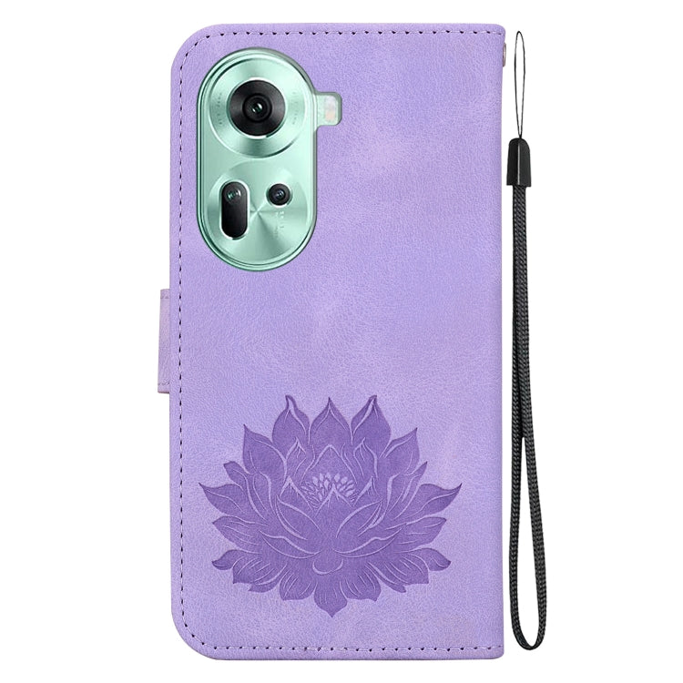 For OPPO Reno11 5G Global Lotus Embossed Leather Phone Case