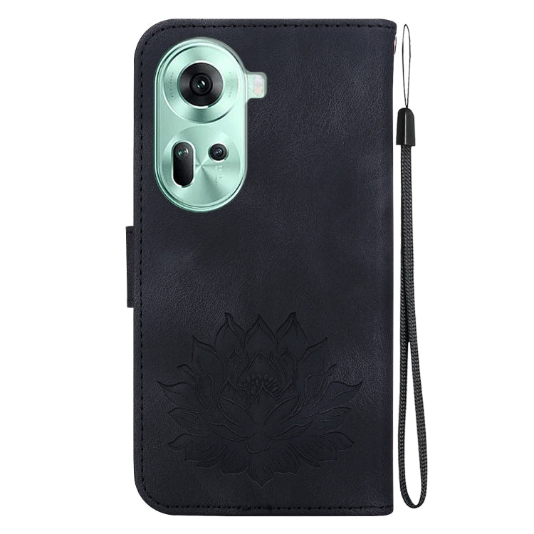 For OPPO Reno11 5G Global Lotus Embossed Leather Phone Case