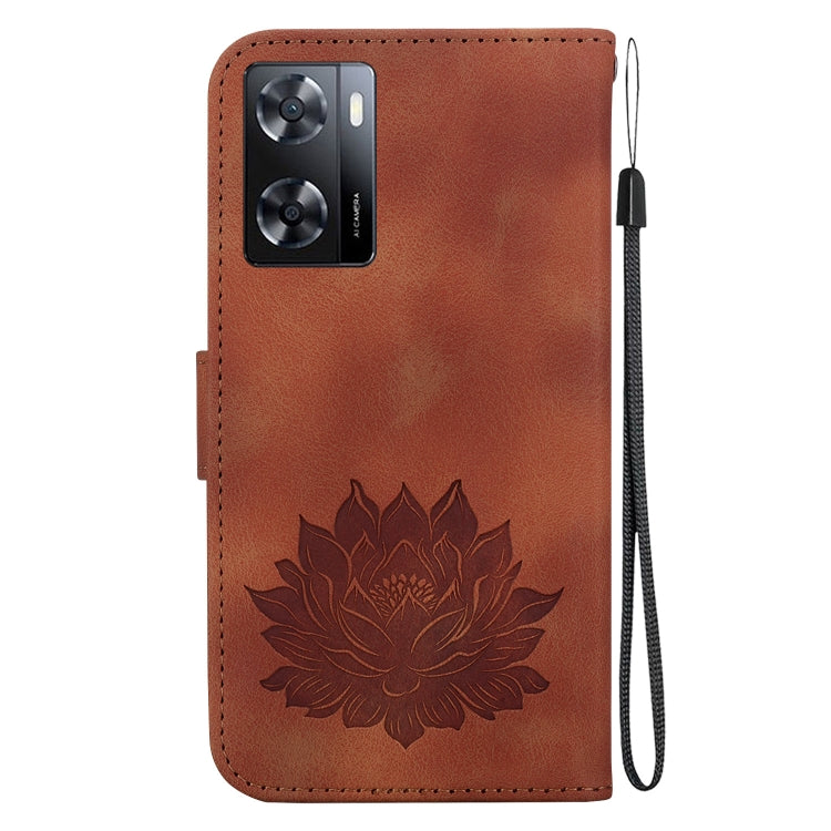 For OPPO A57 5G / A57 4G / A57s / A57e Lotus Embossed Leather Phone Case