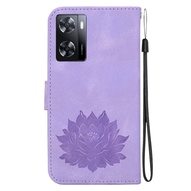 For OPPO A57 5G / A57 4G / A57s / A57e Lotus Embossed Leather Phone Case