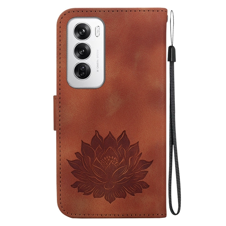For OPPO Reno12 5G Global Lotus Embossed Leather Phone Case