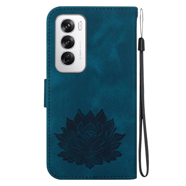 For OPPO Reno12 5G Global Lotus Embossed Leather Phone Case