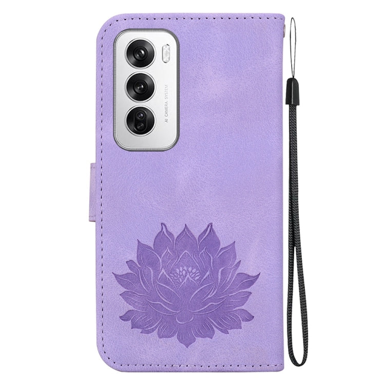 For OPPO Reno12 5G Global Lotus Embossed Leather Phone Case