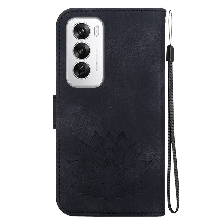 For OPPO Reno12 5G Global Lotus Embossed Leather Phone Case