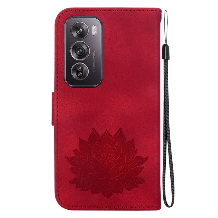 For OPPO Reno12 Pro 5G Global Lotus Embossed Leather Phone Case