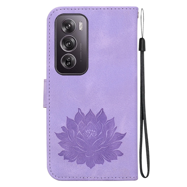 For OPPO Reno12 Pro 5G Global Lotus Embossed Leather Phone Case