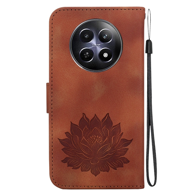 For Realme 12 5G Lotus Embossed Leather Phone Case