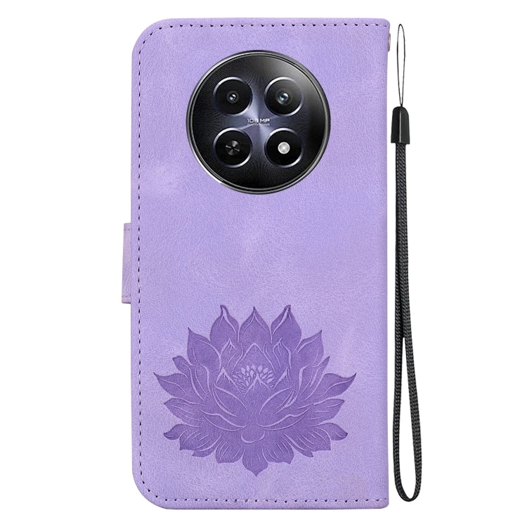 For Realme 12 5G Lotus Embossed Leather Phone Case