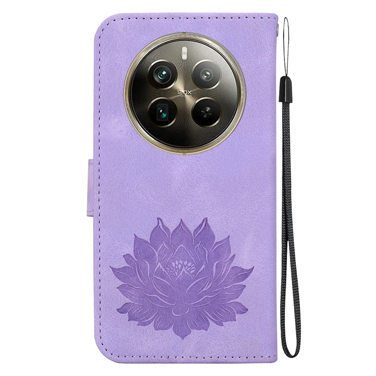 For Realme 12 Pro+ Global Lotus Embossed Leather Phone Case