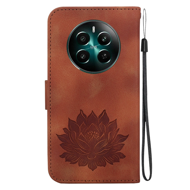 For Realme 12+ Lotus Embossed Leather Phone Case