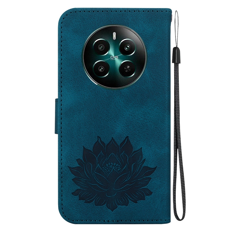 For Realme 12+ Lotus Embossed Leather Phone Case