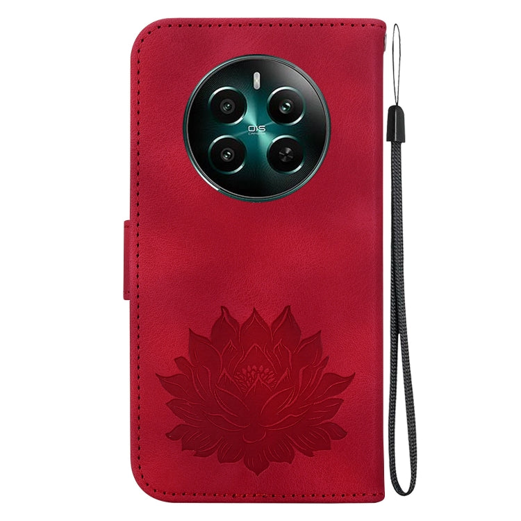For Realme 12+ Lotus Embossed Leather Phone Case