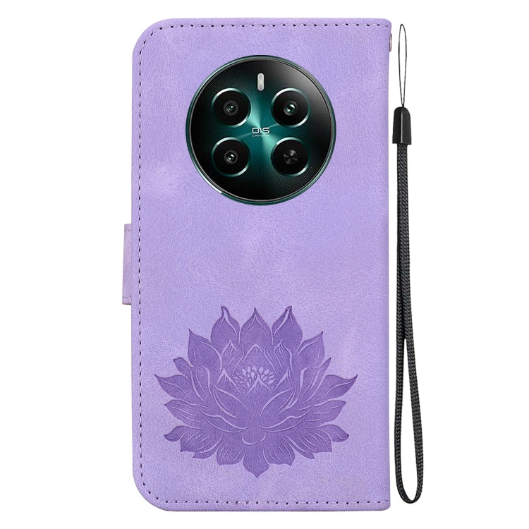 For Realme 12+ Lotus Embossed Leather Phone Case