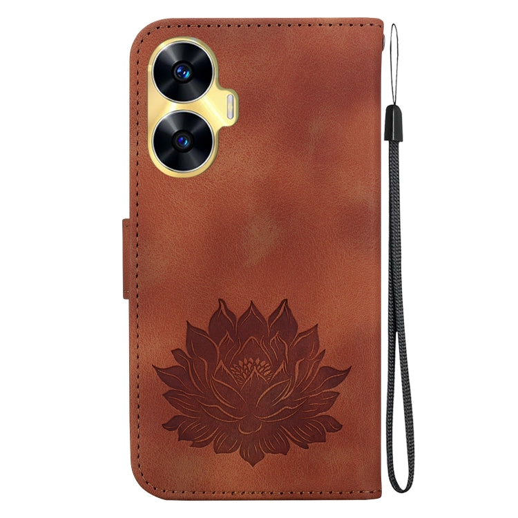 For Realme C55 / Narzo N55 Lotus Embossed Leather Phone Case