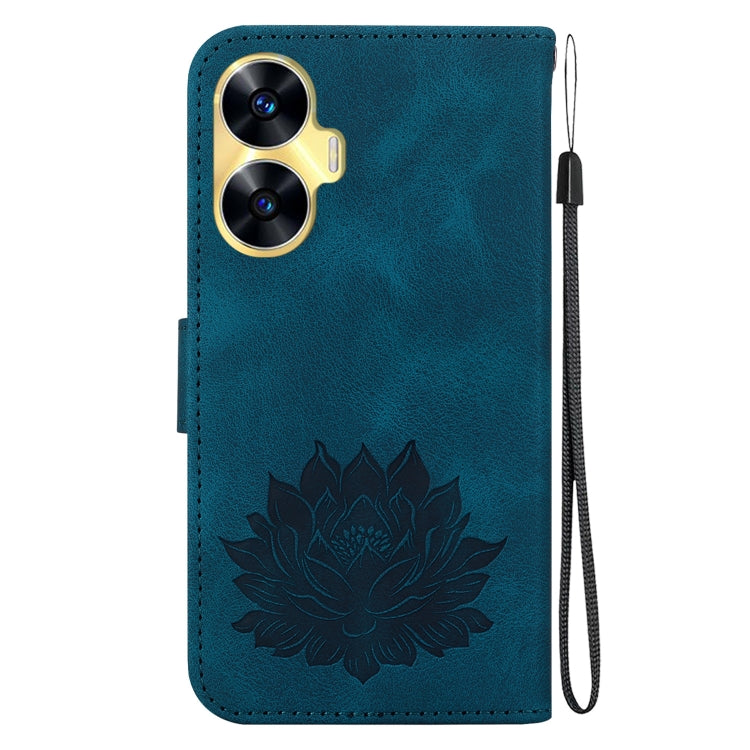 For Realme C55 / Narzo N55 Lotus Embossed Leather Phone Case