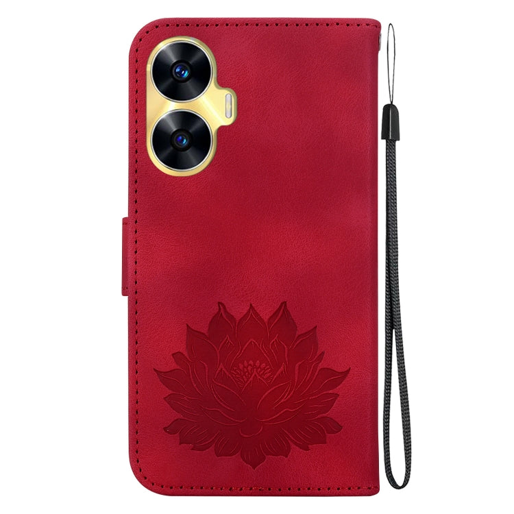 For Realme C55 / Narzo N55 Lotus Embossed Leather Phone Case