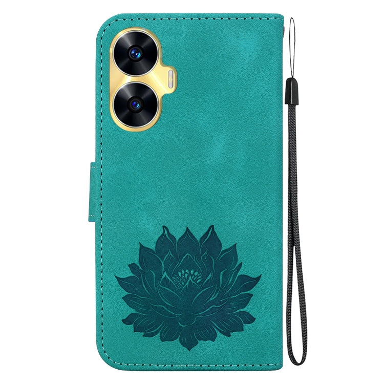 For Realme C55 / Narzo N55 Lotus Embossed Leather Phone Case