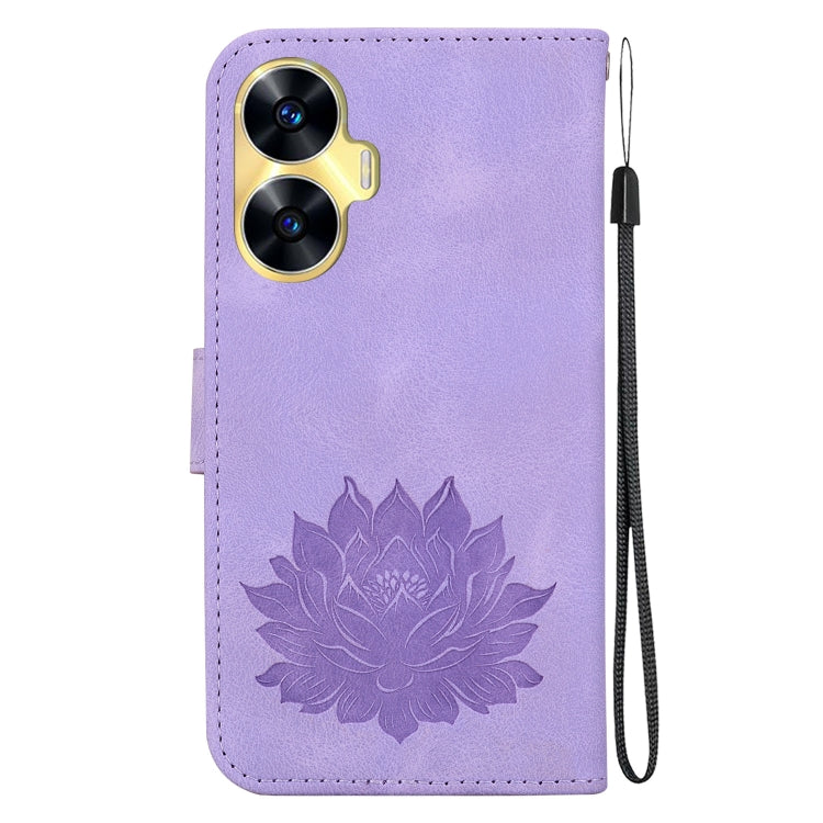 For Realme C55 / Narzo N55 Lotus Embossed Leather Phone Case