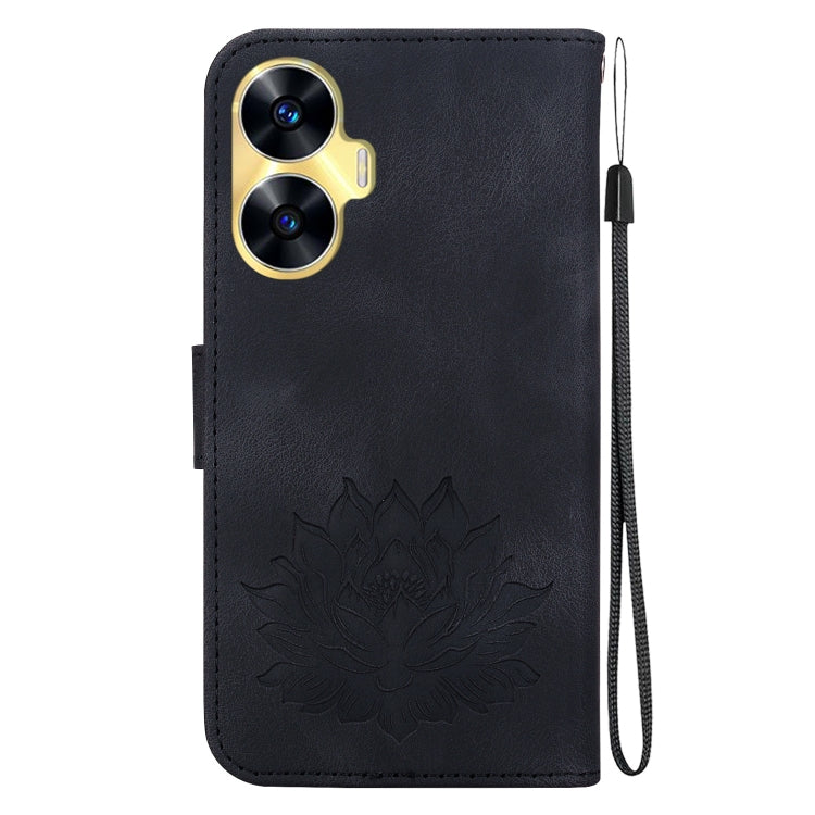 For Realme C55 / Narzo N55 Lotus Embossed Leather Phone Case