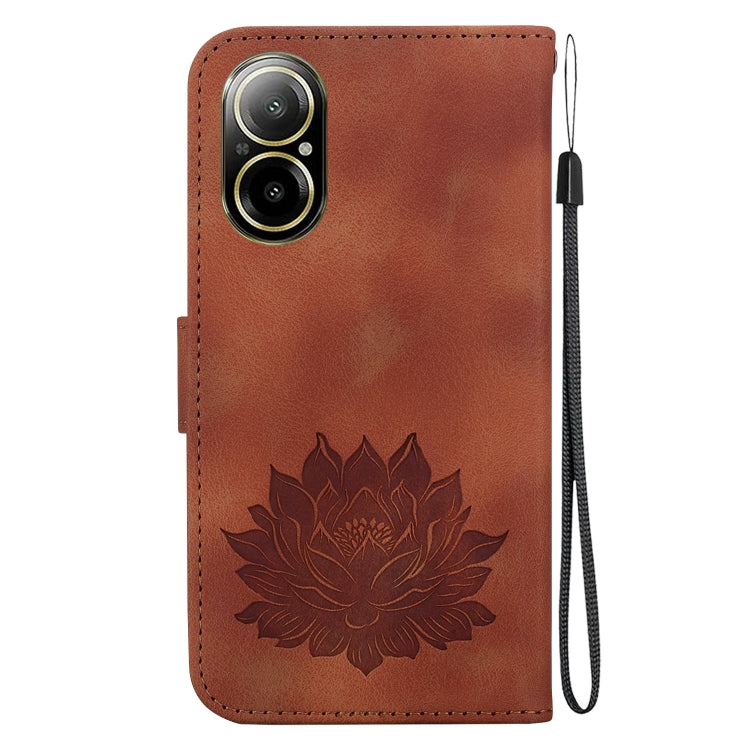 For Realme C67 4G Global Lotus Embossed Leather Phone Case