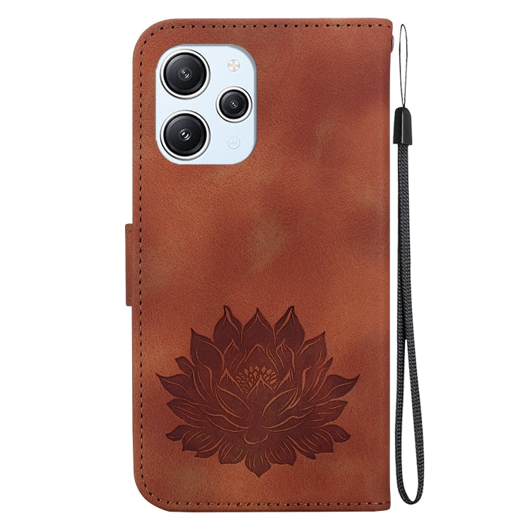 For Redmi 12 4G /  12 5G / Note 12R 5G Lotus Embossed Leather Phone Case