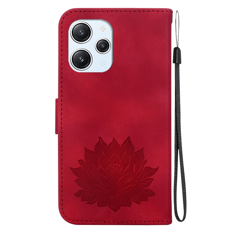 For Redmi 12 4G /  12 5G / Note 12R 5G Lotus Embossed Leather Phone Case