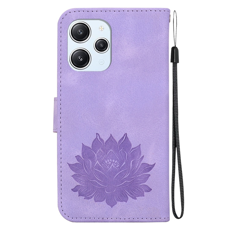 For Redmi 12 4G /  12 5G / Note 12R 5G Lotus Embossed Leather Phone Case