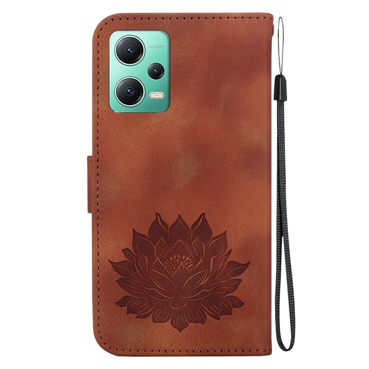 For Xiaomi Redmi Note 12 5G Global Lotus Embossed Leather Phone Case