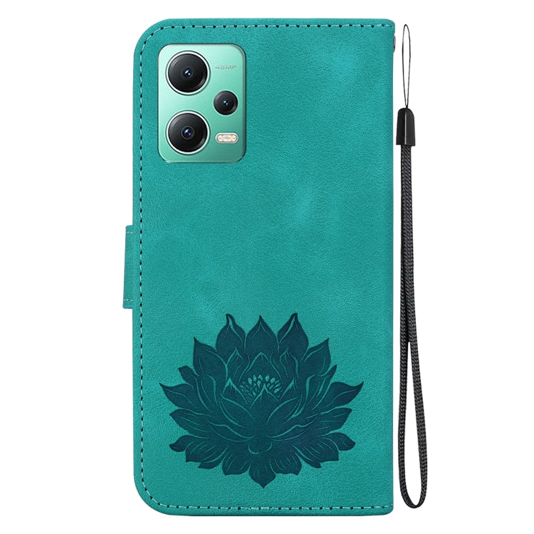 For Xiaomi Redmi Note 12 5G Global Lotus Embossed Leather Phone Case