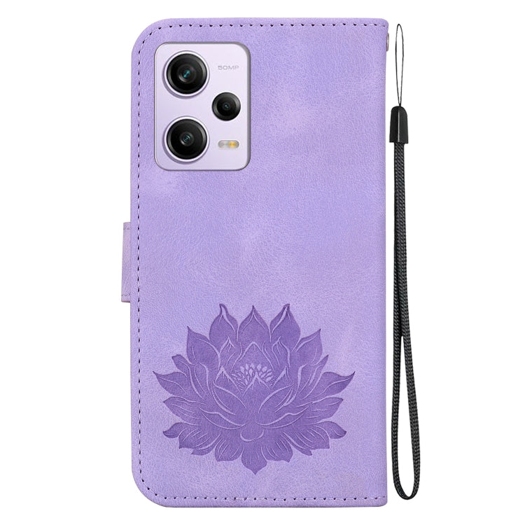 For Xiaomi Redmi Note 12 Pro 5G Global Lotus Embossed Leather Phone Case