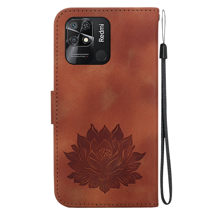 For Xiaomi Redmi 10C / Redmi 10 India Lotus Embossed Leather Phone Case