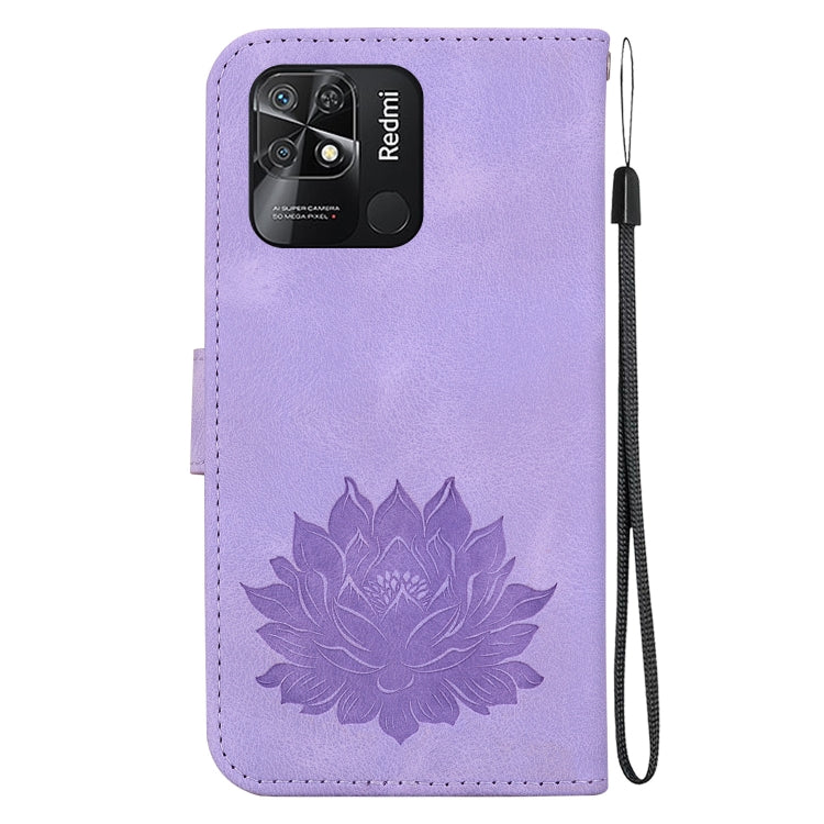 For Xiaomi Redmi 10C / Redmi 10 India Lotus Embossed Leather Phone Case