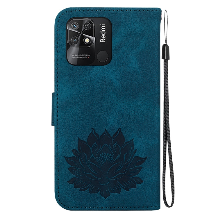 For Xiaomi Redmi 10 Power India Lotus Embossed Leather Phone Case