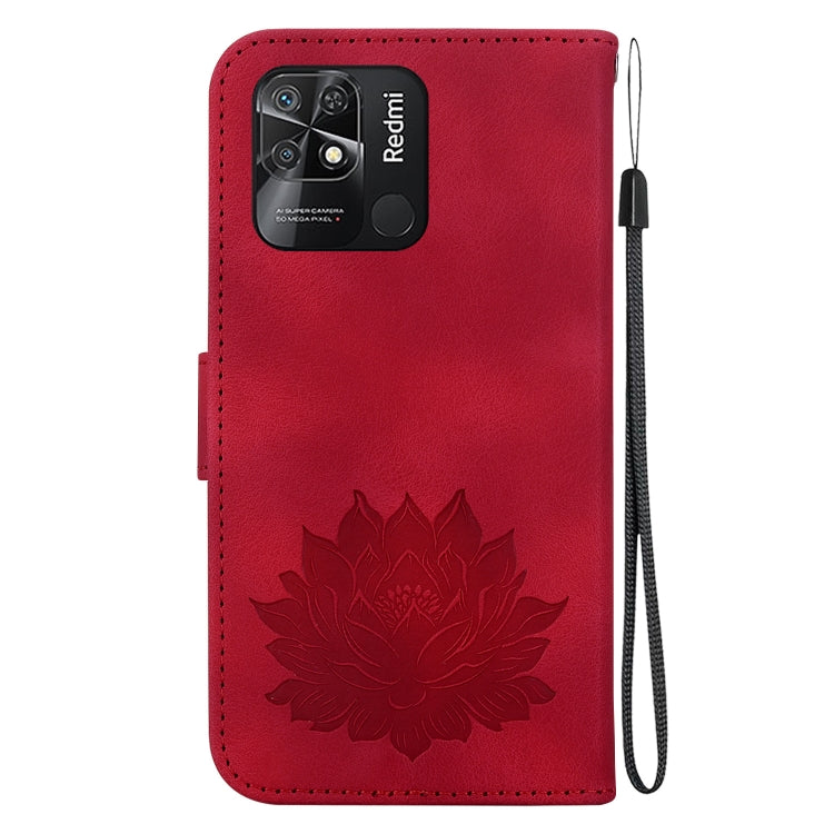 For Xiaomi Redmi 10 Power India Lotus Embossed Leather Phone Case
