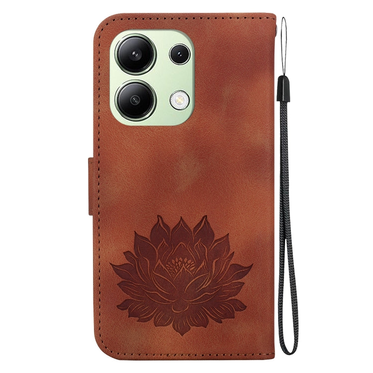 For Xiaomi Redmi Note 13 4G Lotus Embossed Leather Phone Case