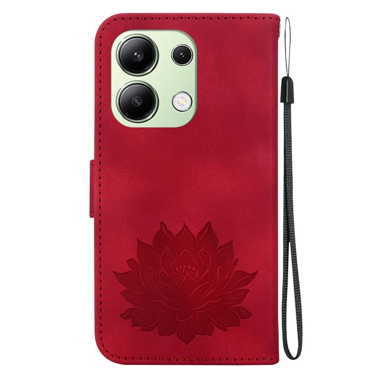 For Xiaomi Redmi Note 13 4G Lotus Embossed Leather Phone Case
