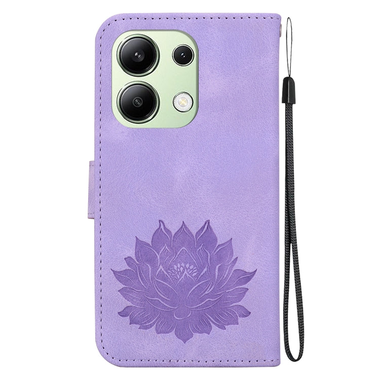 For Xiaomi Redmi Note 13 4G Lotus Embossed Leather Phone Case