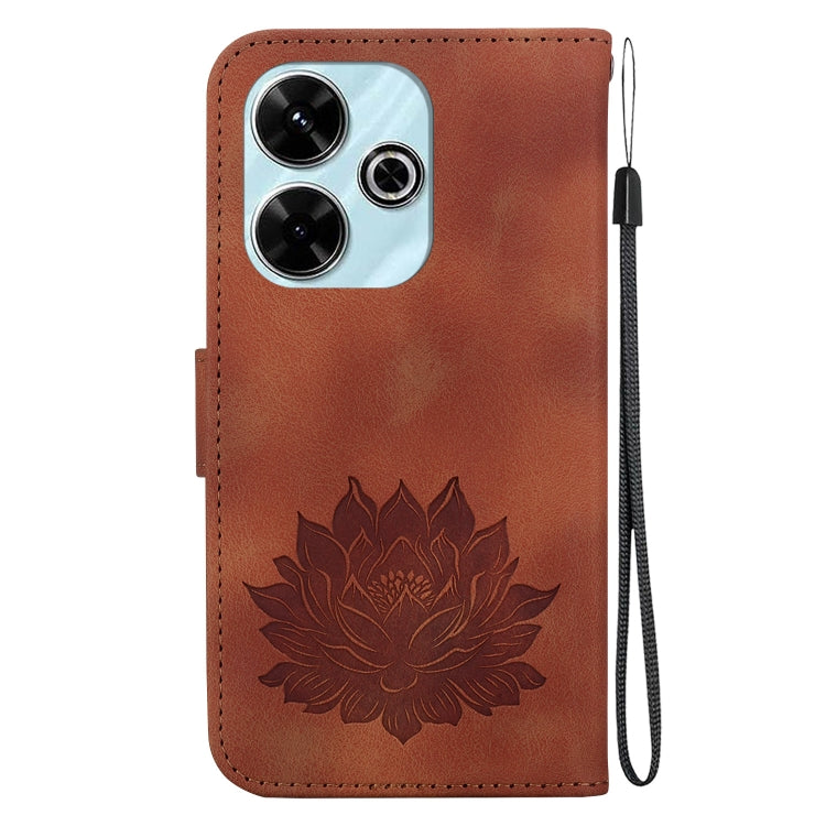 For Redmi 13 4G Lotus Embossed Leather Phone Case