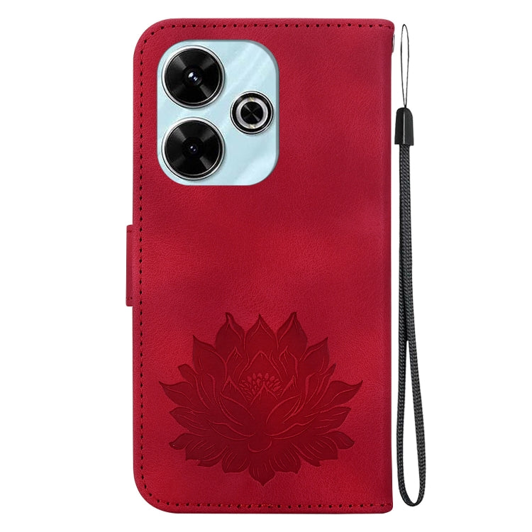 For Redmi 13 4G Lotus Embossed Leather Phone Case