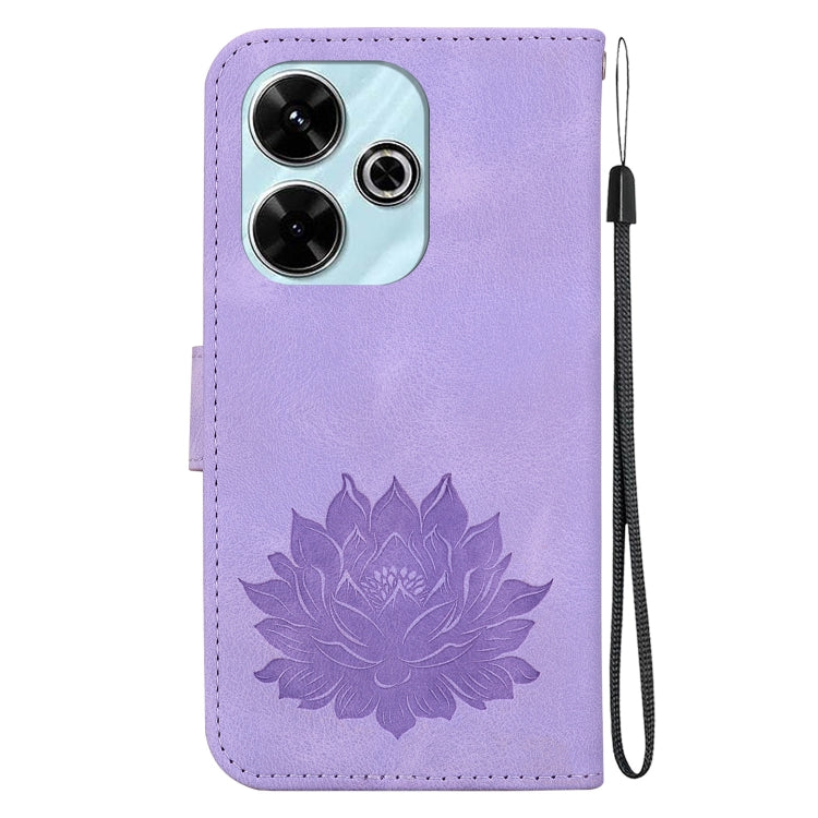 For Redmi 13 4G Lotus Embossed Leather Phone Case
