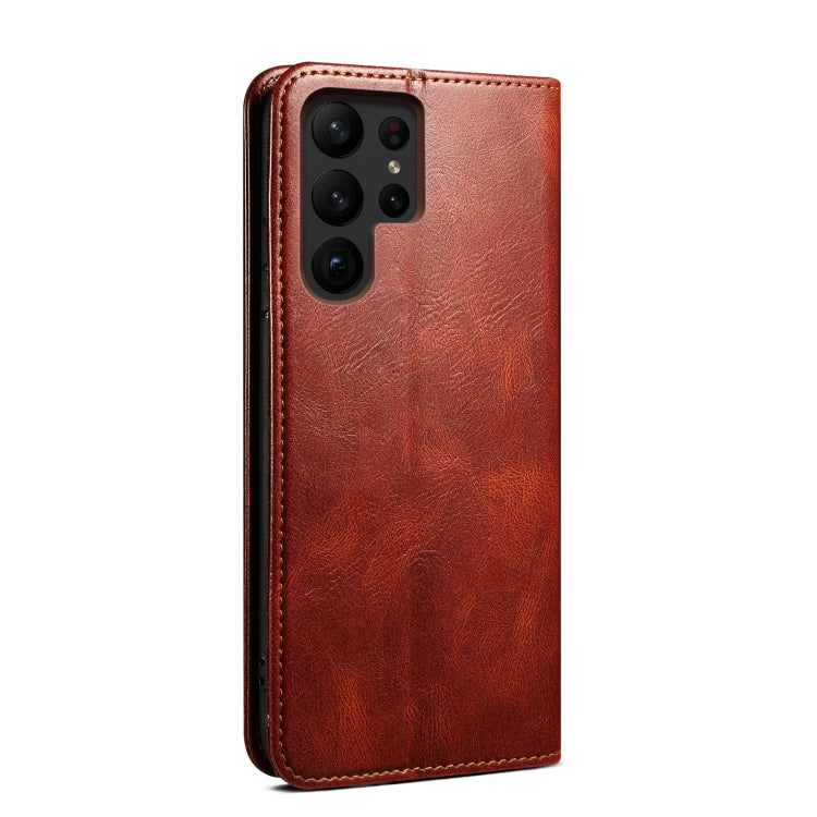 For Samsung Galaxy S24 Ultra 5G Oil Wax Crazy Horse Texture Leather Phone Case