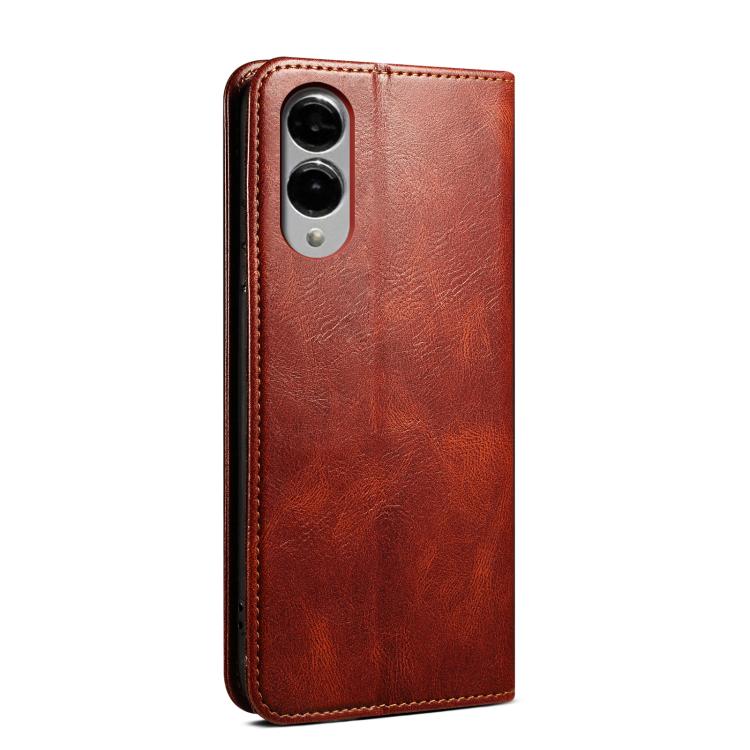 For Samsung Galaxy S25 Edge 5G Oil Wax Crazy Horse Texture Leather Phone Case