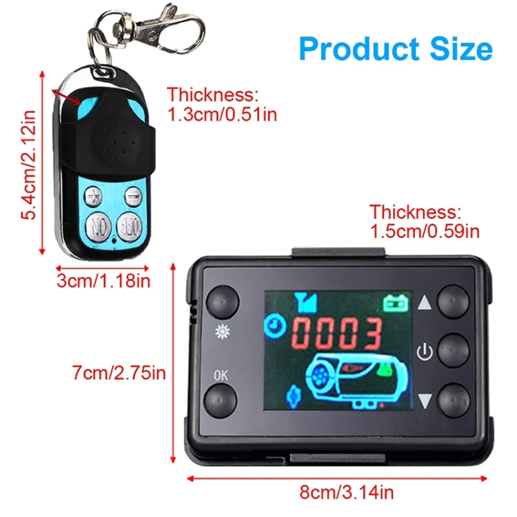 Car 12V / 24V Parking Heater LCD Monitor Switch with Remote Controller - Black