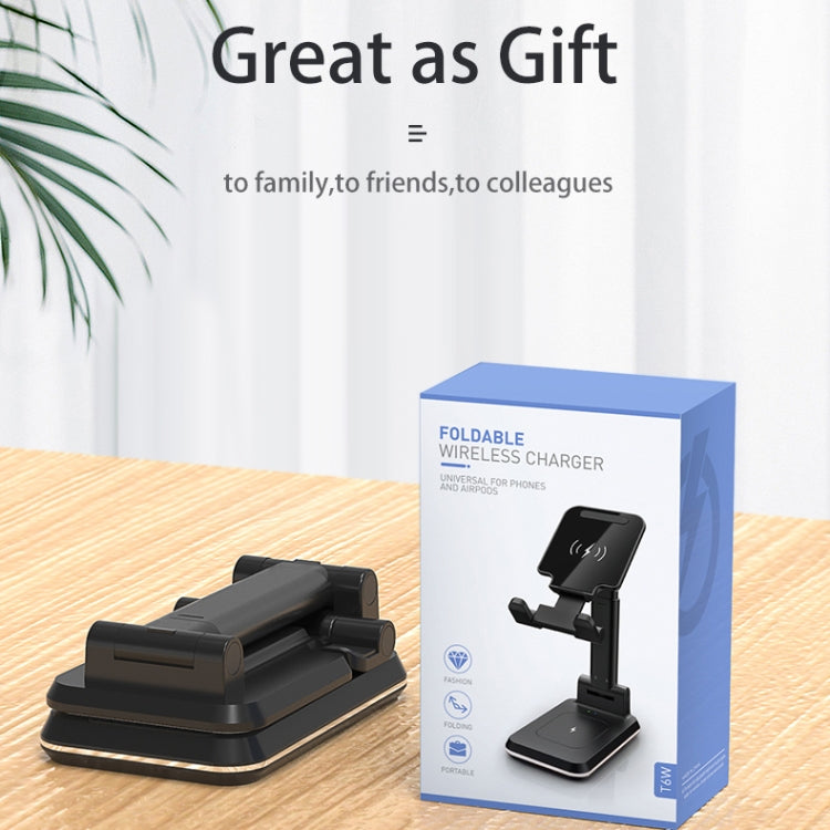 T6 2 in 1 Portable Folding Stand Wireless Charging, Style:Only Bracket