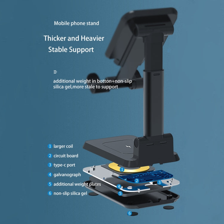 T6 2 in 1 Portable Folding Stand Wireless Charging, Style:Only Bracket