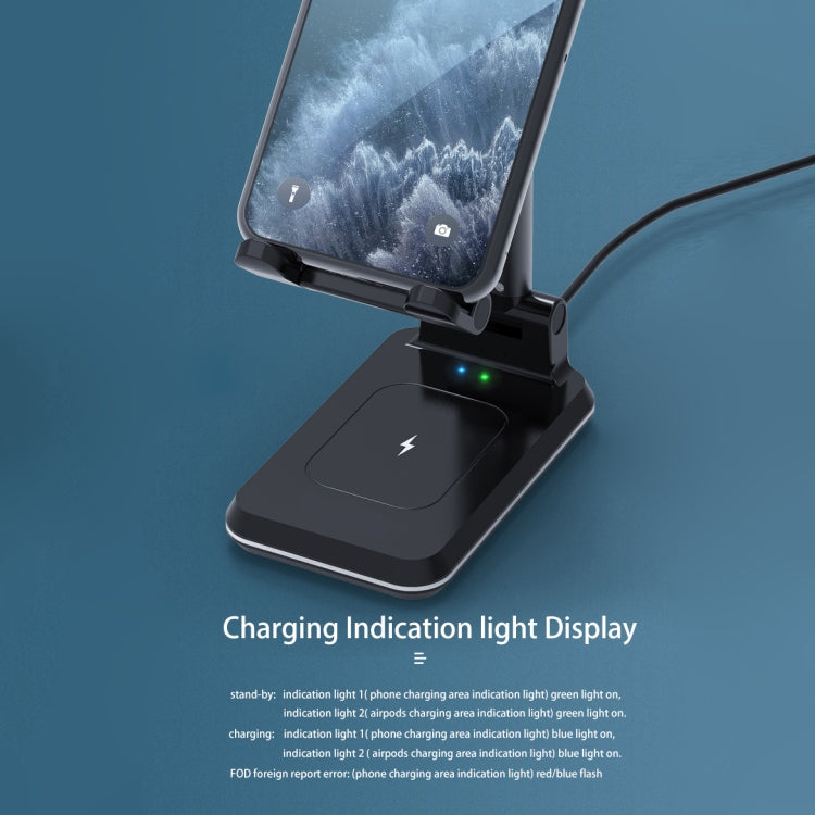 T6 2 in 1 Portable Folding Stand Wireless Charging, Style:Single Charge